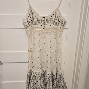 Cottagecore Lotus Midi Embroidered Dress